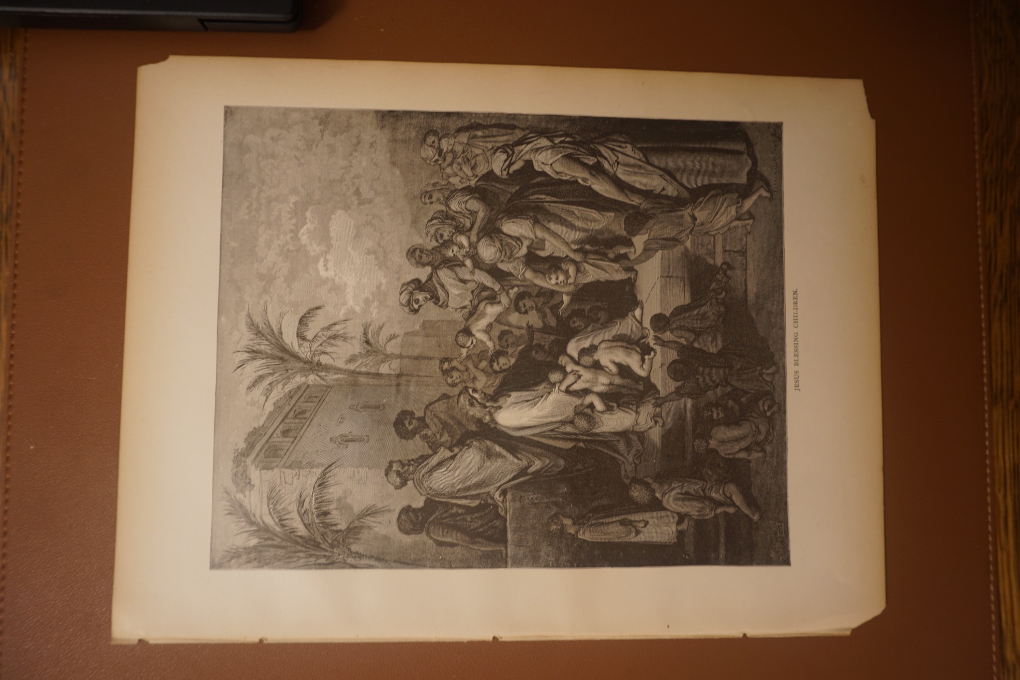 Full original 1880 leaf: JESUS BLESSING CHILDREN.; visible edges and paper condition